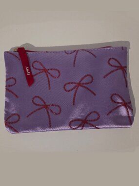 Ipsy Makeup/Cosmetic Bag - Purple with Red Bows and Red Lining